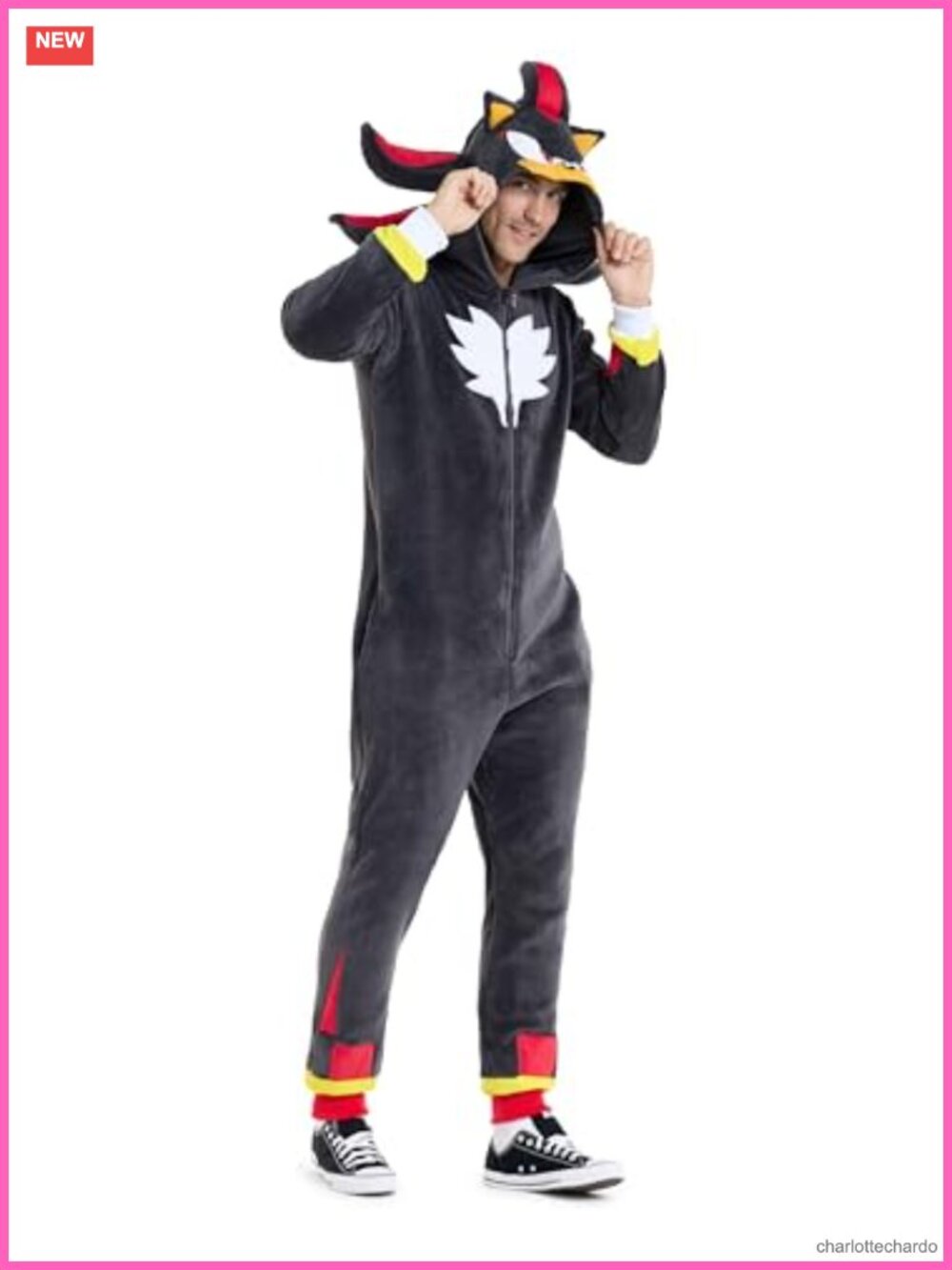 Sonic Shadow Onesie Cosplay Costume Halloween Pajama Jumpsuit for Adults